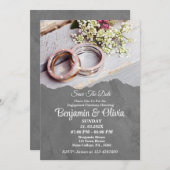 Minimalistisch gesophisticeerd grijs Verloving Kaart (Voorkant / Achterkant)