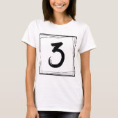 Minimalistisch getal 3 t-shirt (Voorkant)