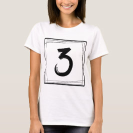 Minimalistisch getal 3 t-shirt
