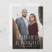 Minimalistisch Getrouwd en Helderrood Foto Feestdagenkaart (Voorkant)