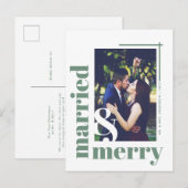 Minimalistisch Getrouwd en Vrolijk Foto Kerstmis Briefkaart (Voorkant / Achterkant)