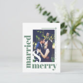 Minimalistisch Getrouwd en Vrolijk Foto Kerstmis Briefkaart (Staand voorkant)