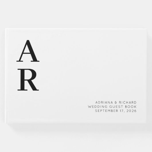 Minimalistisch gevat Initiaal bruiloft Gastenboek (Voorkant)