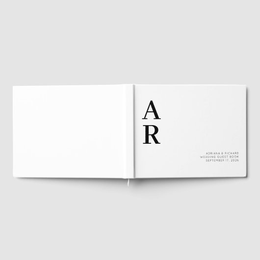 Minimalistisch gevat Initiaal bruiloft Gastenboek (Volledig)