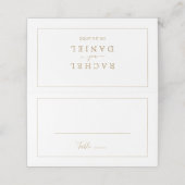 Minimalistisch gevouwen bruiloft plaatskaartje (Buitenkant ongevouwen)