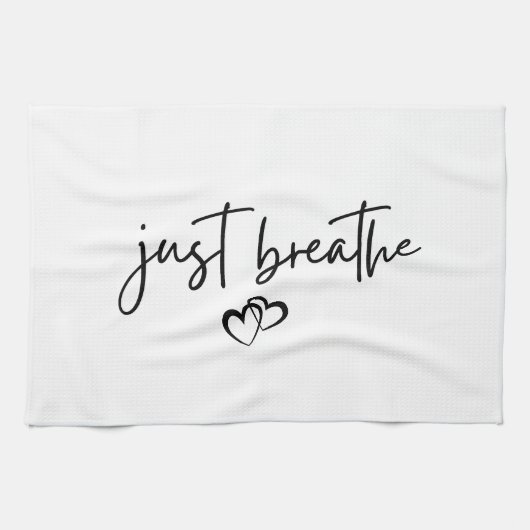 Minimalistisch "gewoon ademen" Eenvoudig Inspirere Theedoek (Horizontaal)