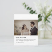 Minimalistisch gewoon gehuwde schrijfmachinefoto briefkaart (Staand voorkant)