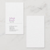 Minimalistisch gewoon modern Paars wit Visitekaartje (Voorkant / Achterkant)