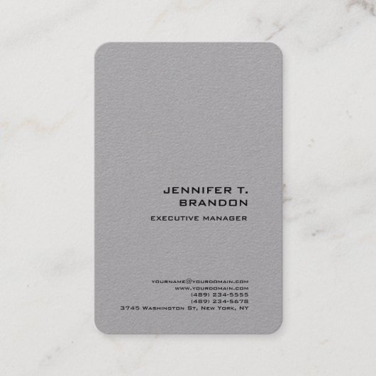 Minimalistisch gewoon modern professioneel grijs visitekaartje (Voorkant)