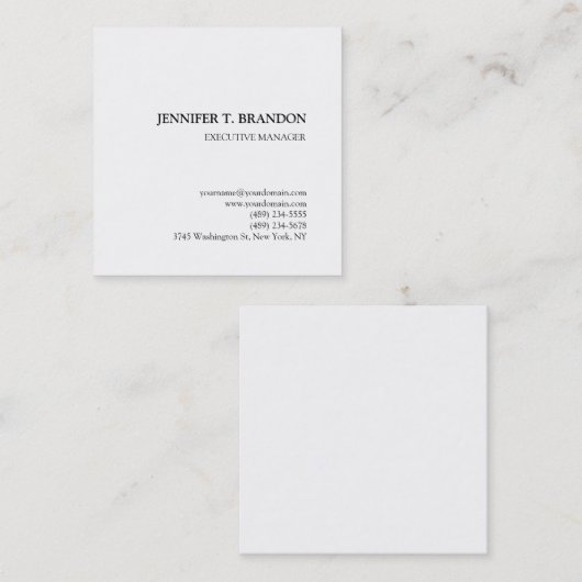 Minimalistisch gewoon modern wit vierkante visitekaartje (Voorkant / Achterkant)