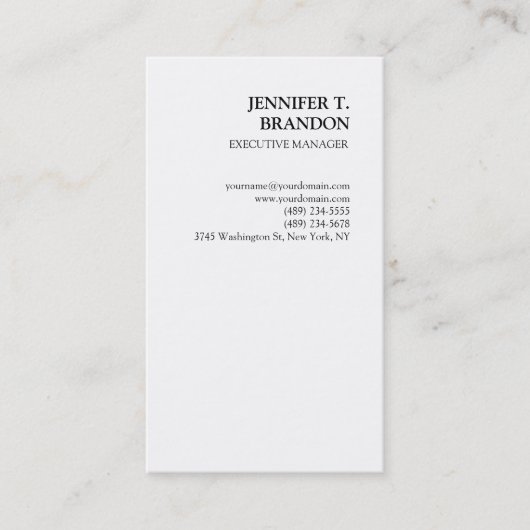 Minimalistisch gewoon modern wit visitekaartje (Voorkant)