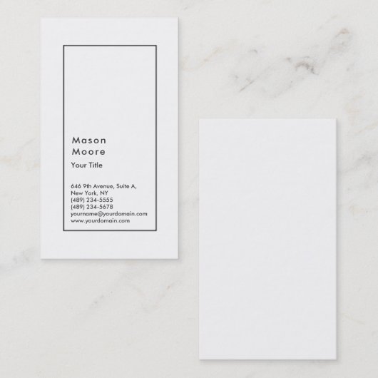 Minimalistisch gewoon, modern, wit visitekaartje (Voorkant / Achterkant)