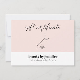 Minimalistisch Gezicht Beauty Logo Roze Cadeaubon
