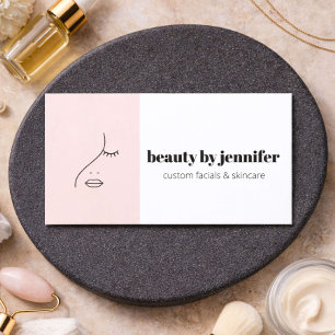 Minimalistisch Gezicht Logo Facialist Blush Roze Visitekaartje