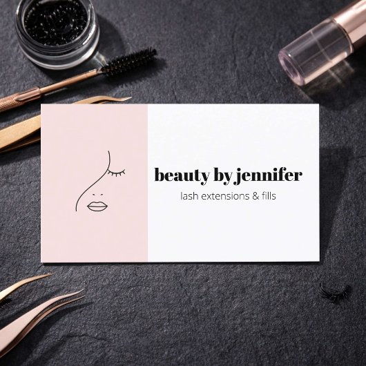 Minimalistisch Gezicht Logo Wimpertechnicus Blush Visitekaartje