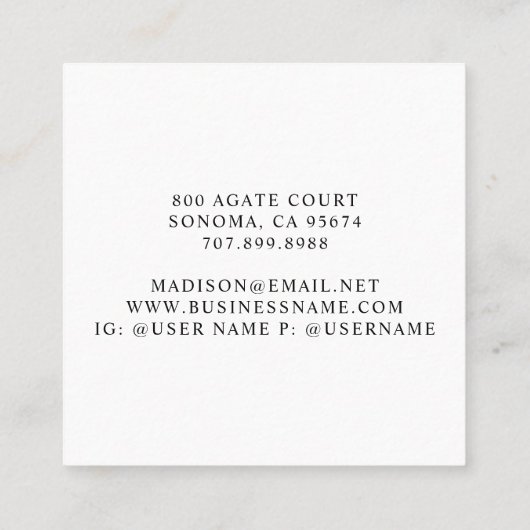 Minimalistisch gezichtsveld Logo monogrammen Makeu Vierkante Visitekaartje (Achterkant)