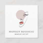 Minimalistisch gezichtsveld Logo monogrammen Makeu Vierkante Visitekaartje (Voorkant)