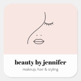 Minimalistisch gezichtsvermogen Logo Makeup Artist Vierkante Sticker
