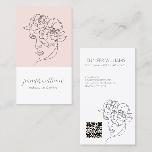 Minimalistisch gezichtsvermogen Logo Makeup Artist Visitekaartje (Voorkant / Achterkant)