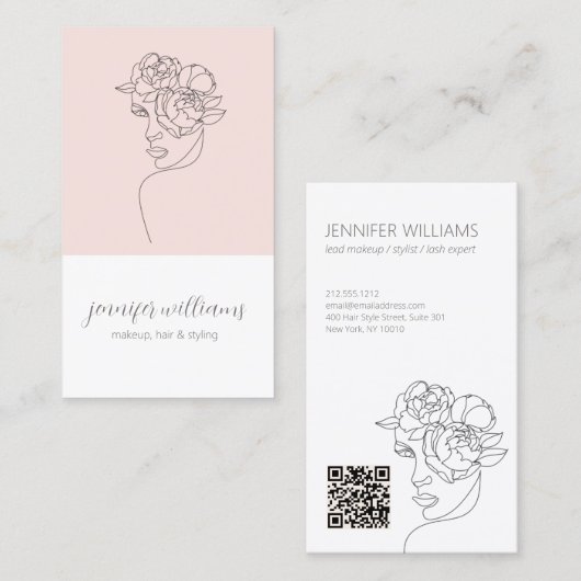 Minimalistisch gezichtsvermogen Logo Makeup Artist Visitekaartje (Voorkant / Achterkant)