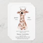 Minimalistisch Giraffe Baby shower Kaart (Voorkant / Achterkant)