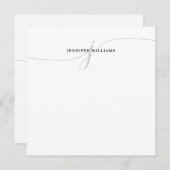 Minimalistisch Girly Black Grey Script Monogram Notitiekaartje (Voorkant / Achterkant)