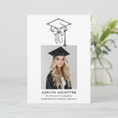 Minimalistisch Girly Pet en Foto Afstuderen Kaart (Staand voorkant)