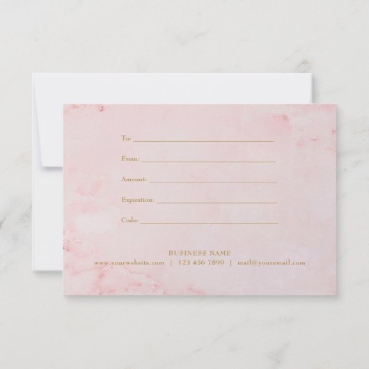 Minimalistisch Girly Pink Marble Gift-certificaat (Achterkant)