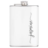 Minimalistisch Girly White Monogram Name Script Heupfles (Voorkant)