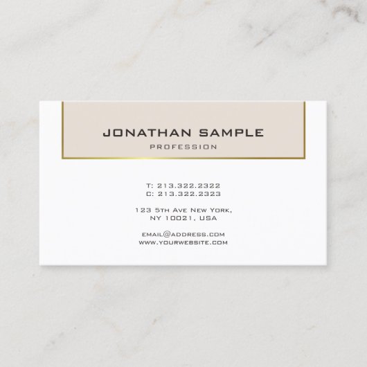 Minimalistisch Glamoureus Design Trendy Gold Plain Visitekaartje (Voorkant)