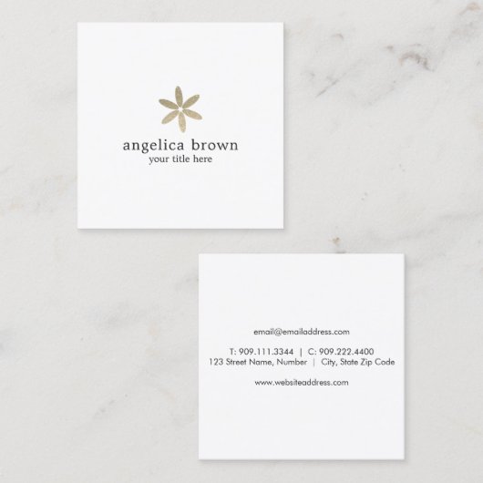 Minimalistisch Glitter Floral Visitekaartje (Voorkant / Achterkant)