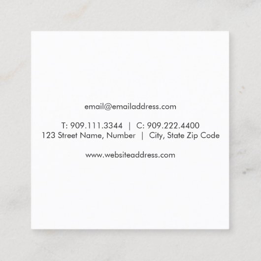 Minimalistisch Glitter Floral Visitekaartje (Achterkant)