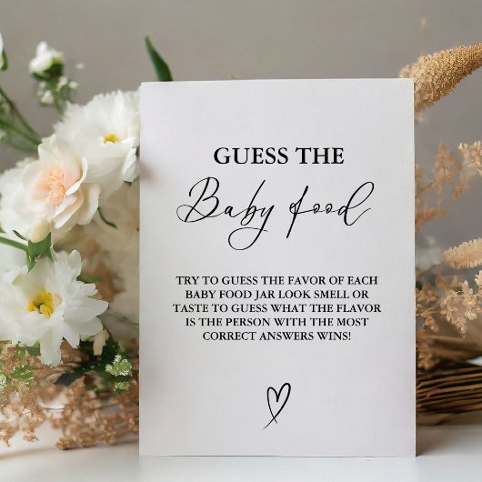 Minimalistisch gokken op het Baby Food Baby shower Reclamebord Met Voetstuk