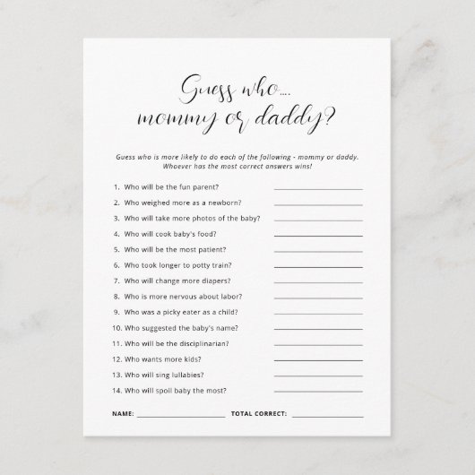 Minimalistisch gokken wie mam vader Baby shower sp Kaart (Voorkant)