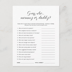 Minimalistisch gokken wie mam vader Baby shower sp Kaart