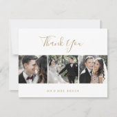 Minimalistisch Gold 3-fotosjabloon Hartelijk dank Bedankkaart (Voorkant)