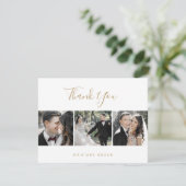 Minimalistisch Gold 3-fotosjabloon Hartelijk dank Bedankkaart (Staand voorkant)
