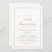 Minimalistisch Gold 50th Wedding Jubileum Kaart (Voorkant / Achterkant)