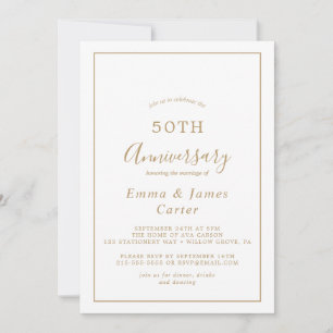 Minimalistisch Gold 50th Wedding Jubileum Kaart