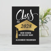 Minimalistisch Gold Afstudeerder Pet Stijlvol Afst Kaart (Staand voorkant)