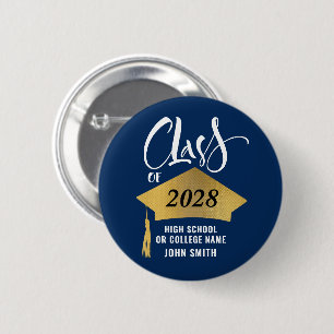 Minimalistisch Gold Afstudeerder Pet Stijlvol Afst Ronde Button 5,7 Cm
