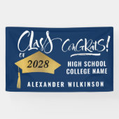 Minimalistisch Gold Afstudeerder Pet Stijlvol Afst Spandoek (Horizontaal)