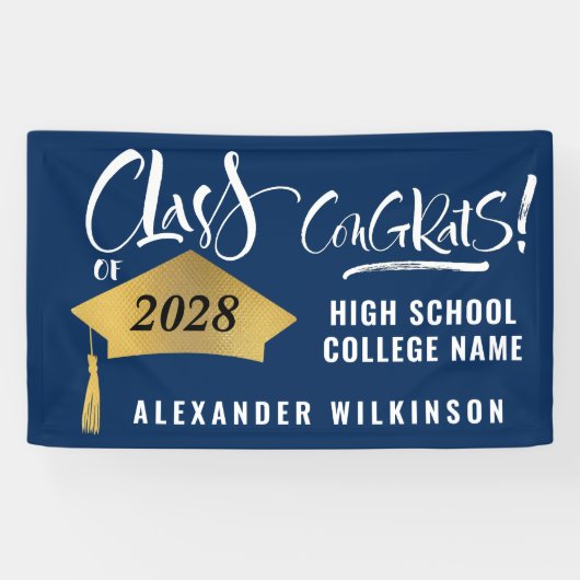 Minimalistisch Gold Afstudeerder Pet Stijlvol Afst Spandoek (Horizontaal)