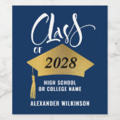 Minimalistisch Gold Afstudeerder Pet Stijlvol Afst Wijn Etiket (Enkel label)