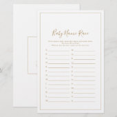 Minimalistisch Gold Baby shower Baby naam Race Gam (Voorkant / Achterkant)