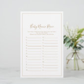 Minimalistisch Gold Baby shower Baby naam Race Gam (Staand voorkant)