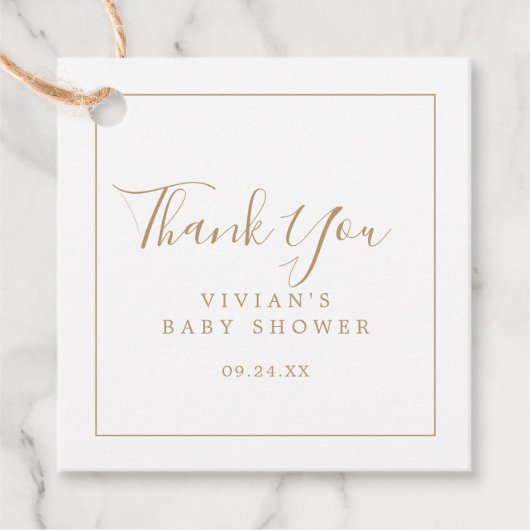 Minimalistisch Gold Baby shower Hartelijk dank Bedankjes Labels (Voorkant)