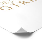 Minimalistisch Gold-Baby shower Het is een meisjes Poster (Hoek)