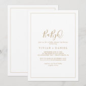 Minimalistisch Gold BabyQ Baby shower Barbecue Kaart (Voorkant / Achterkant)