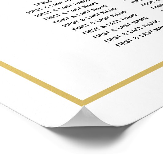 Minimalistisch Gold Black White Wedding Seating Ch Poster (Hoek)
